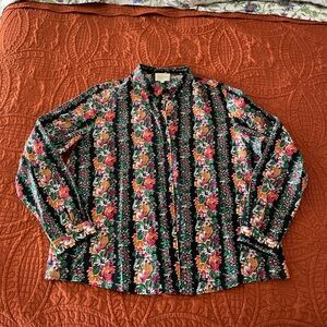 Sezane Floral Blouse - Black and Pink